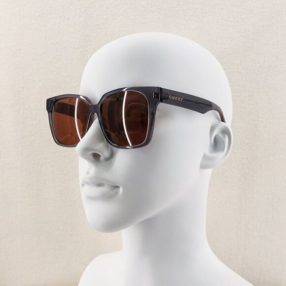 Gucci GG0965 Square Sunglasses Gray Brown OS - Picture 9 of 14